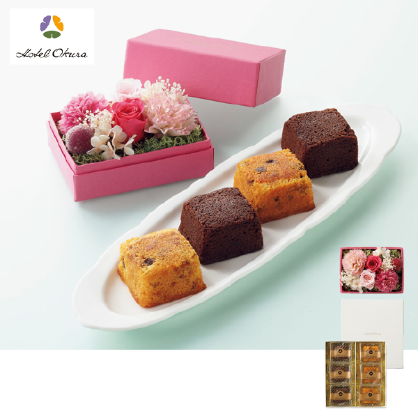 ホテルオークラ フルーツ＆チョコレートケーキとプリザーブドフラワー（480075） 商品サムネイル