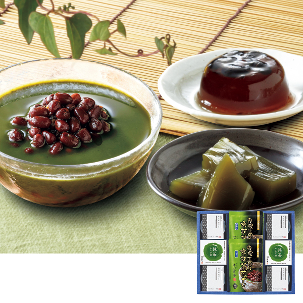【ダイエーセレクション】はべ黒庵 丹波黒豆茶ゼリー・抹茶のわらび餅とぜんざい（416229） 商品サムネイル